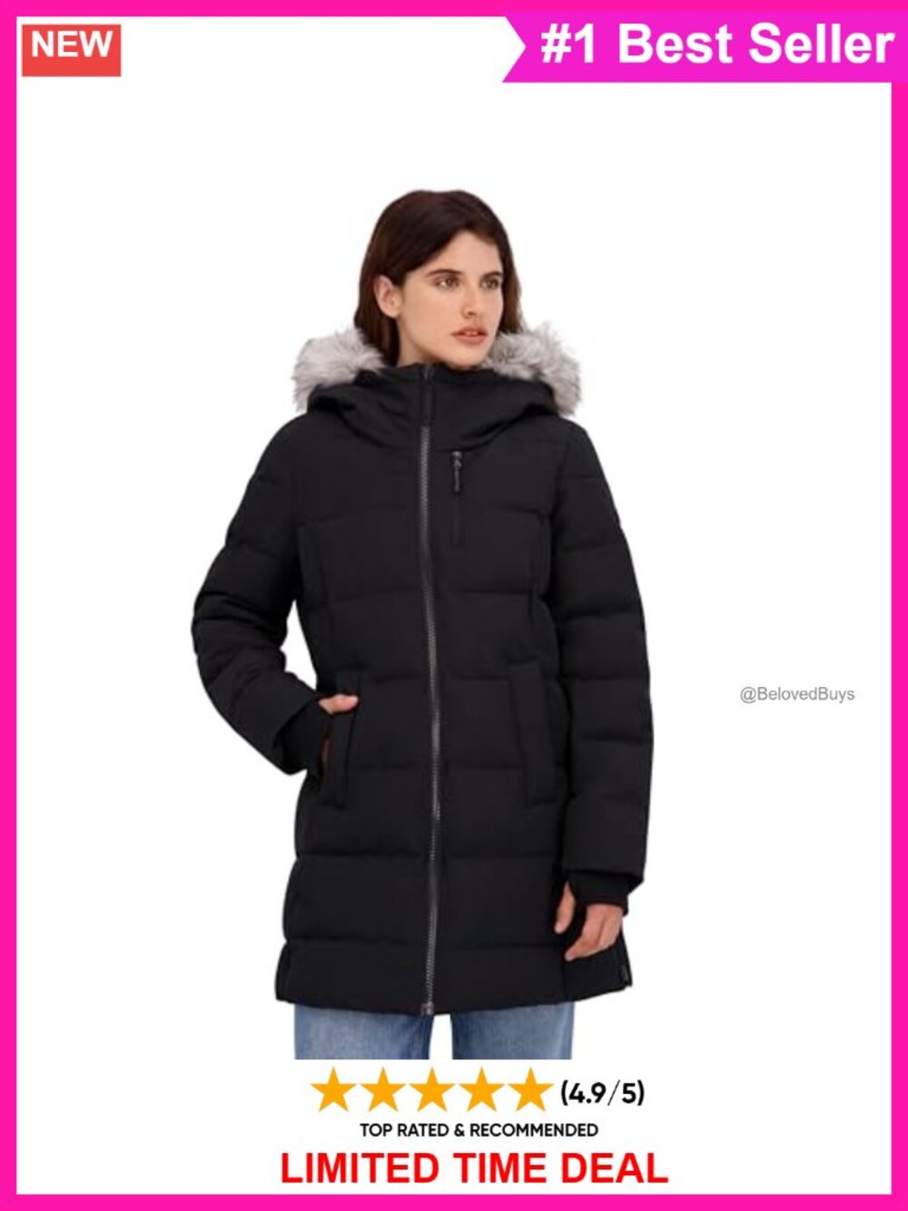 Heavyweight Puffer Jacket Water Wind Resistant Winter Coat